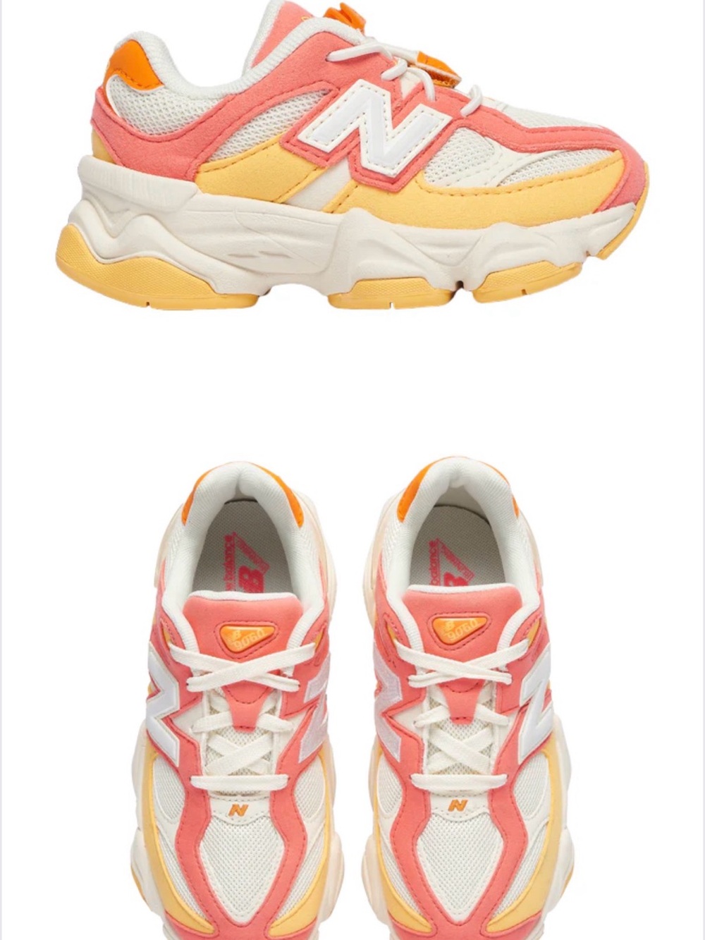 New Balance Kids Orange, Yellow & White Mesh Sneakers fluorescent